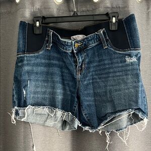 Maternity Dark Blue Denim Cutoff Shorts